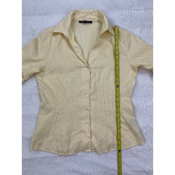 Lafayette 148 Two Piece Skirt Shirt Outfit 10 Spring Easter Summer Yellow Embroi - Picture 11 of 11